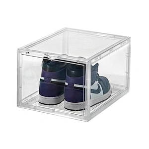 wholesale drawer type Steady Stackable custom logo drop front or Side Open clear giant magnetic Nike shoe box organizer plastic