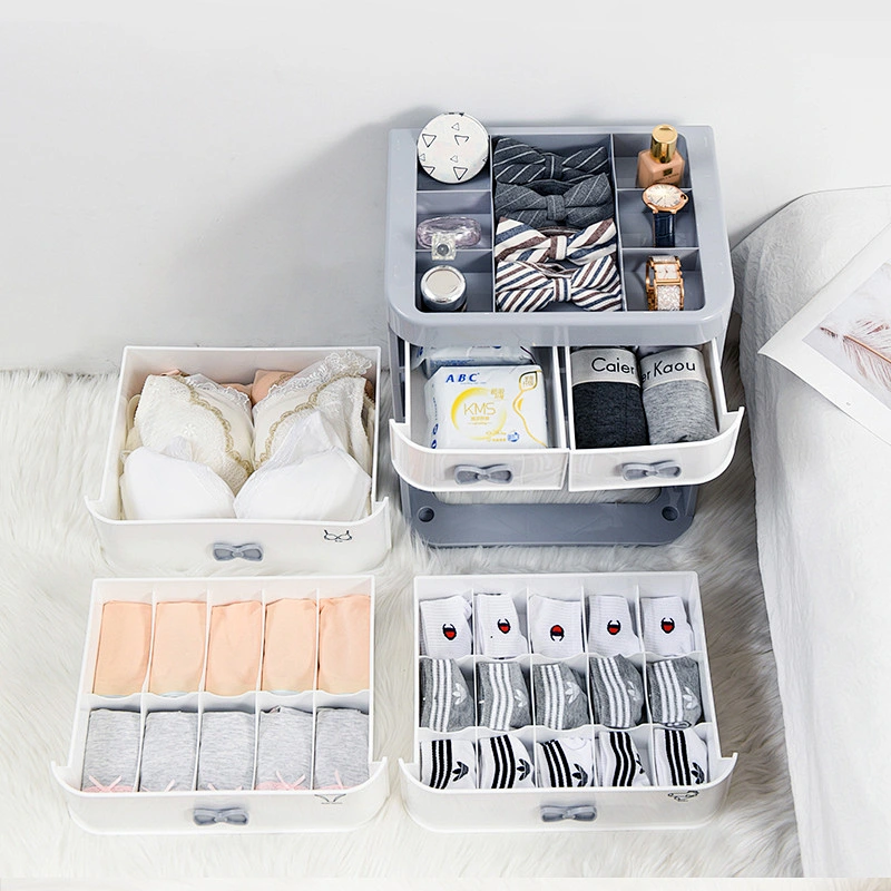 3 tier stackable plastic storage drawer box underwear drawers boxes organizer
