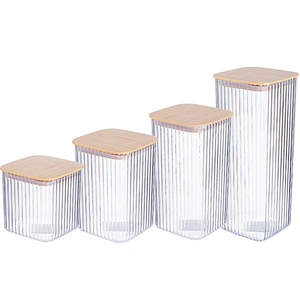 Eco-friendly Square wholesale canning plastic food storage jars food grade For Sugar,Candy, Cookie