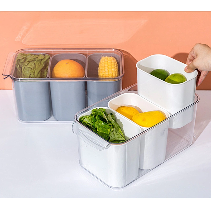 multifunction clear kitchen fridge collapsible double layer drain vegetable storage basket refrigerator food storage box