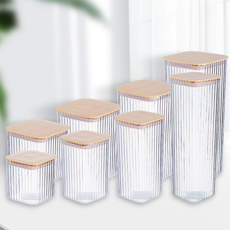 Eco-friendly Square wholesale canning plastic food storage jars food grade For Sugar,Candy, Cookie