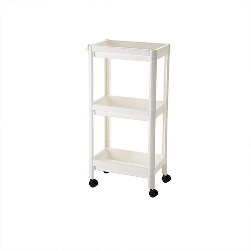 three layers and four layers movable plastic bathroom kitchen storage organizer rack shelf removable with wheels