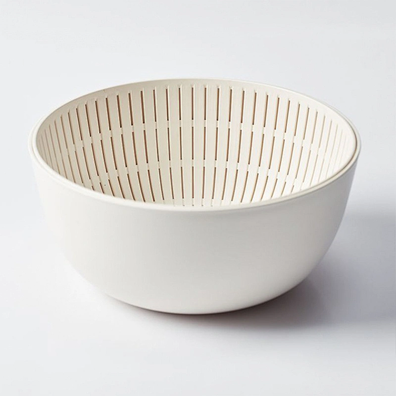 Wholesale multi-function Double Layered Rotatable plastic kitchen food storage vegetable drain basket wash water filter bowl