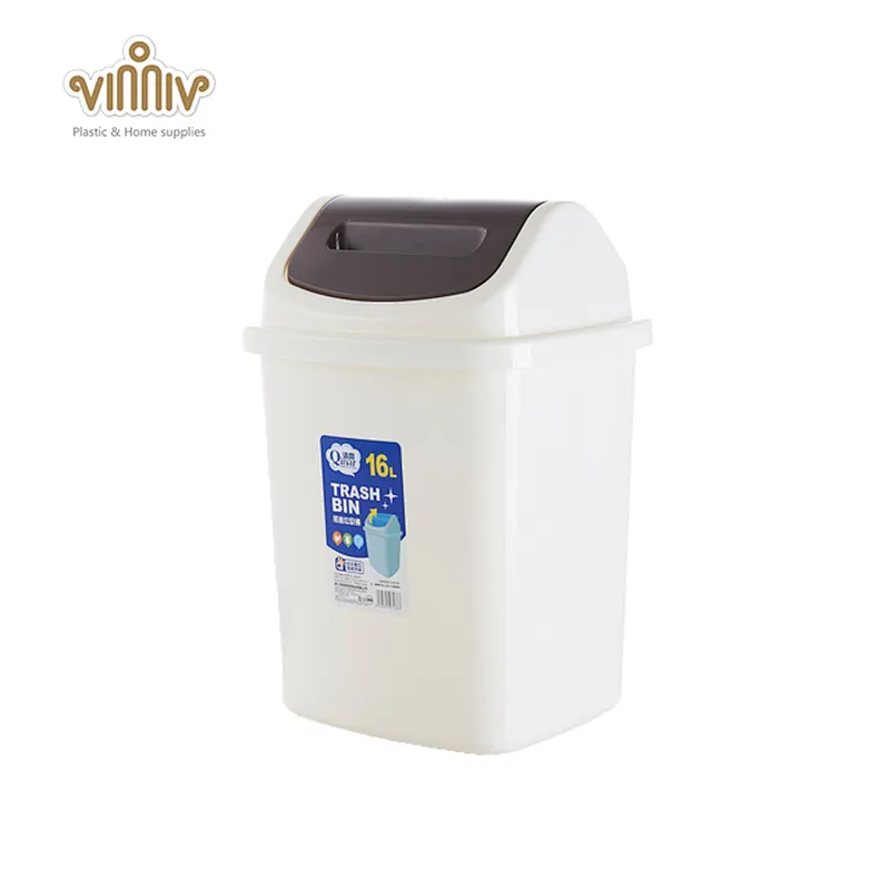 16L plastic square flip plastic waste bin