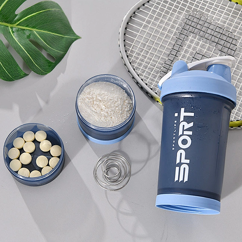 500ml 16oz PP biodegradable water logo custom bicycle sport gym portable protein shaker bottles with stainless steel ball