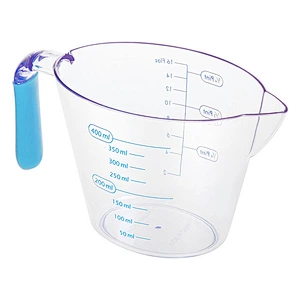 3 pcs High quality kitchen cook plastic PS measuring cup Jug set with purple rubber soft handle for baking measurement