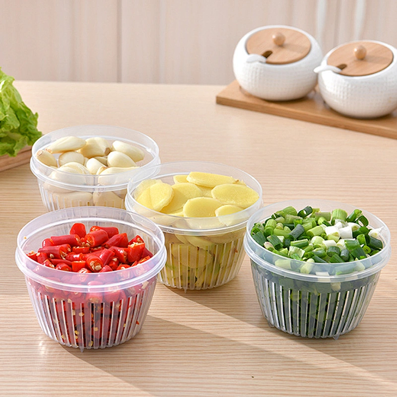 Fruits Vegetables clear refrigerator plastic airtight food storage fresh box containers with drain basket bowl with lids