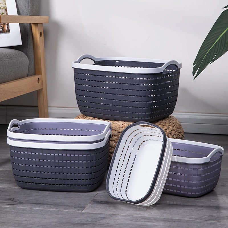 houseware plastic containers storage laundry small basket bath toy organizer with handle