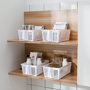 Amazon hot New design portable Mess food Storage Sundry Plastic mesh mini basket gadget organizer with handles