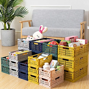colorful custom plastic cheap mesh foldable storage basket folding pp container for toys home
