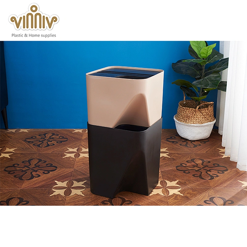 10.5L plastic square waste bin with lid
