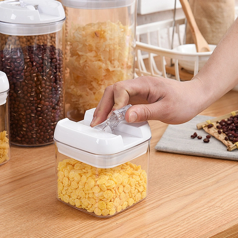 Easy square Lock plastic sale high transparent container airtight cookie jar Set for Food Storage with lid