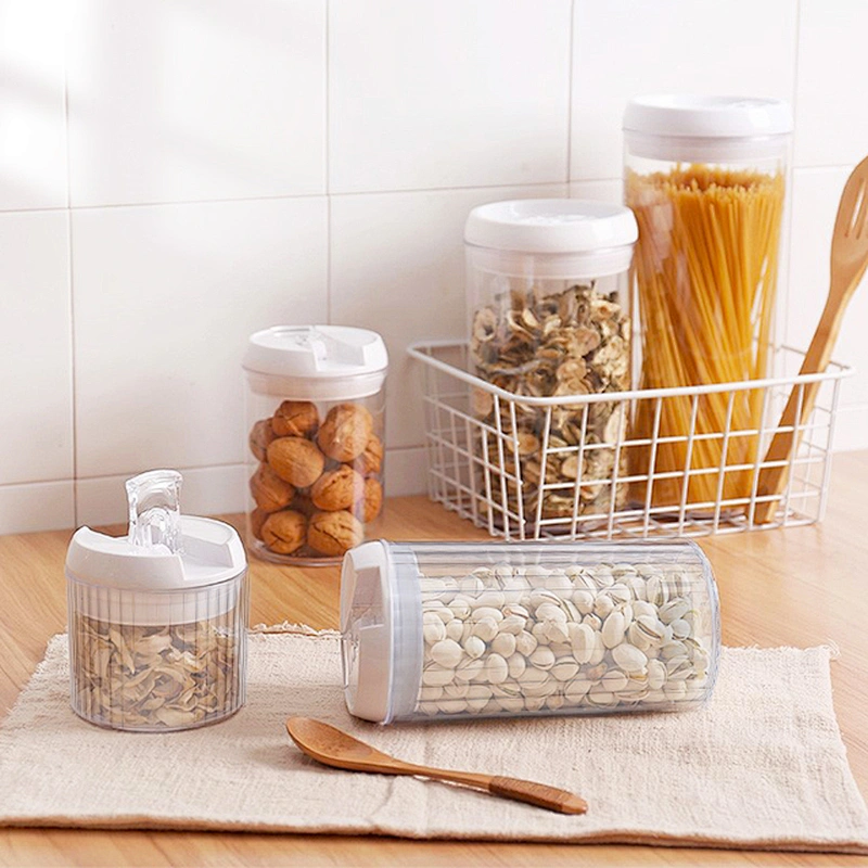 Square/Round plastic clear packaging bottles jars food grade jam airless clip cookie jar with Easy Locked lids in bulk
