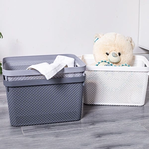 house hold items pp cheap portable plastic stacking basket gadget organizer storage containers for toys