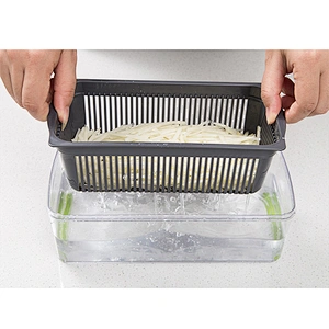 manual kitchen tool set plastic french fries garlic onion vegetable chopper cutter slicer with drain basket