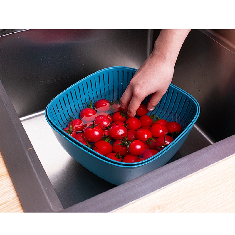 fruits vegetable food plastick vegetable double layer thick drain basket washing bowl set