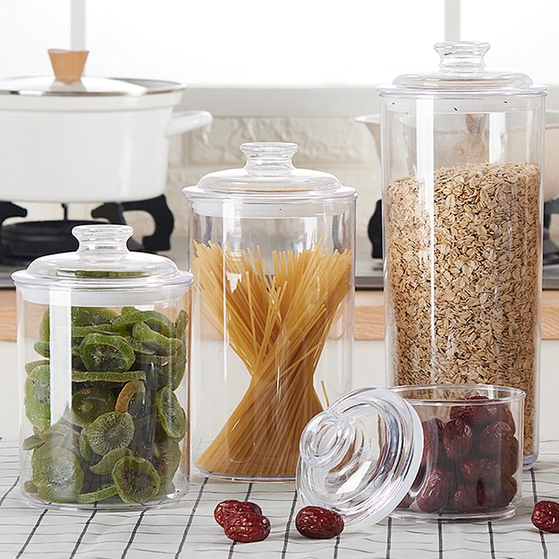 Sugar eco-friendly Round storage bottles & jars clear plastic airless transparent container jar 1000ml packaging