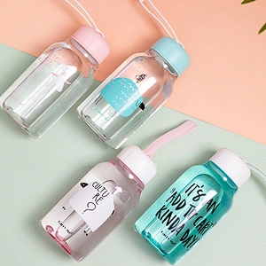 350ml 550ml  plastic kids children carton fancy design eco friendly motivational portable drinking mini water bottle