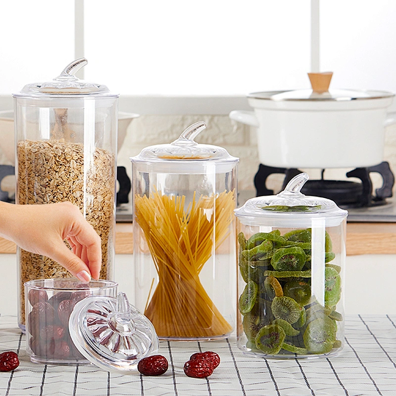 Halloween Round Easy stripe Lock kitchen organizer plastic empty food clear packaging jars food grade airless jar manufacturer