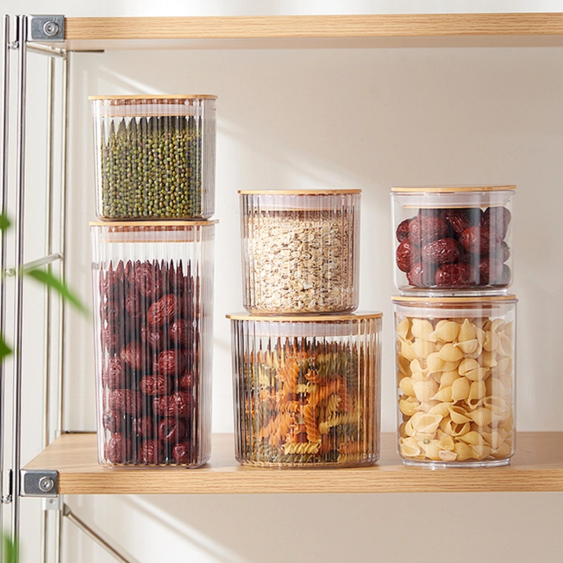 Round plastic kitchen canister Food Storage Container storage tank clear Airtight Food Jars with lids