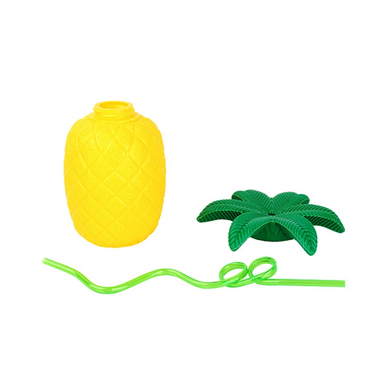 Wholesale custom party gift Plastic Tumbler cute pineapple shape fruits beer cup with straws for package juice water bottles