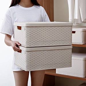 household items organiser plastic ratan foldable basket cloth organizer drawer box storage Container with lids