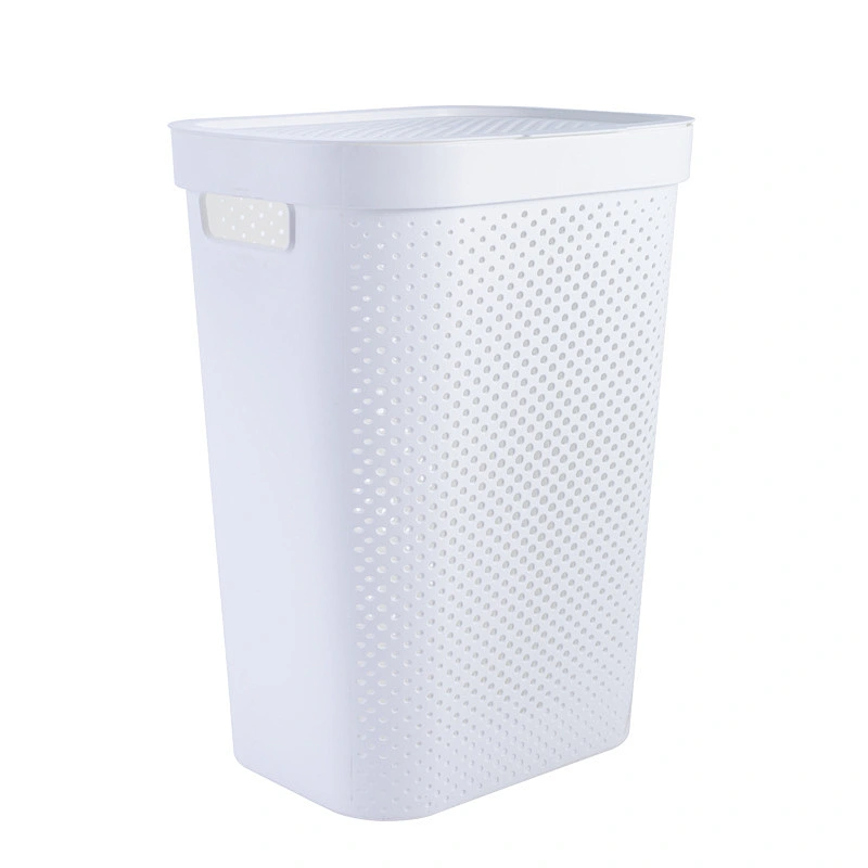 houseware bath waterproof stackable plastic organizer dirty laundry basket with lid for storage