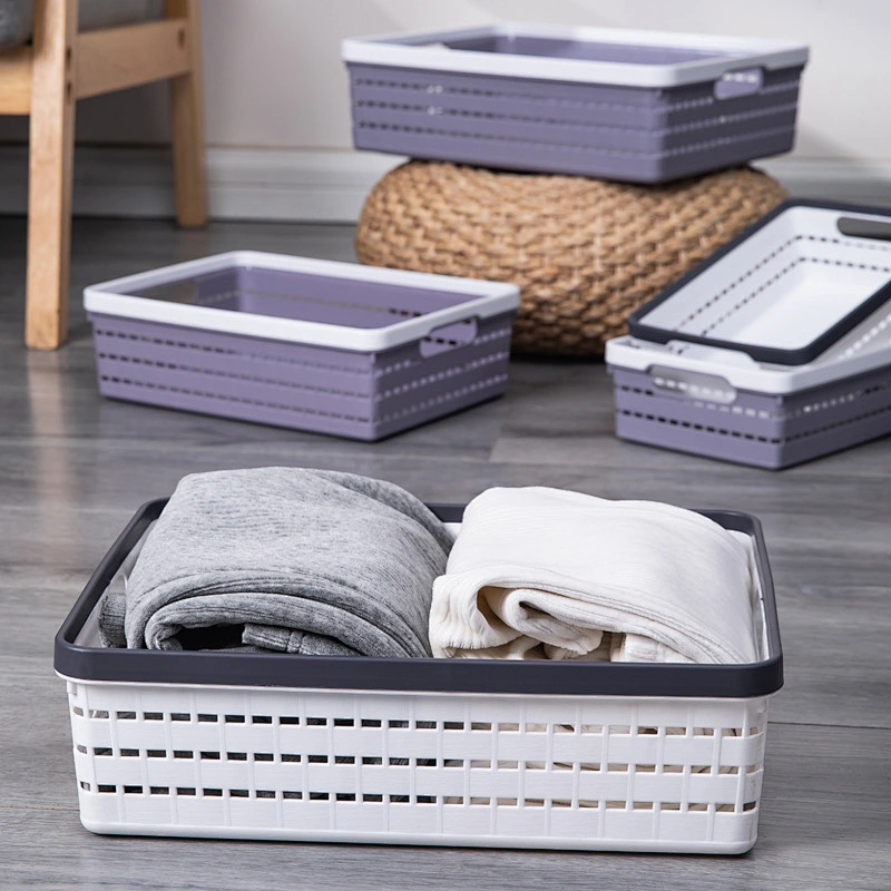 plastic home storage stackable basket kids toy clothes organizer packaging with handle