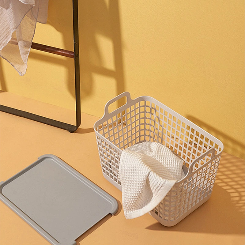 plastic laundry bathroom hanging baskets clothes storage box with lid handle
