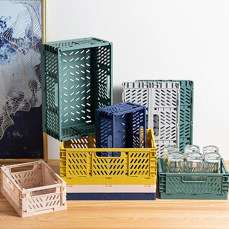 colorful custom plastic cheap mesh foldable storage basket folding pp container for toys home