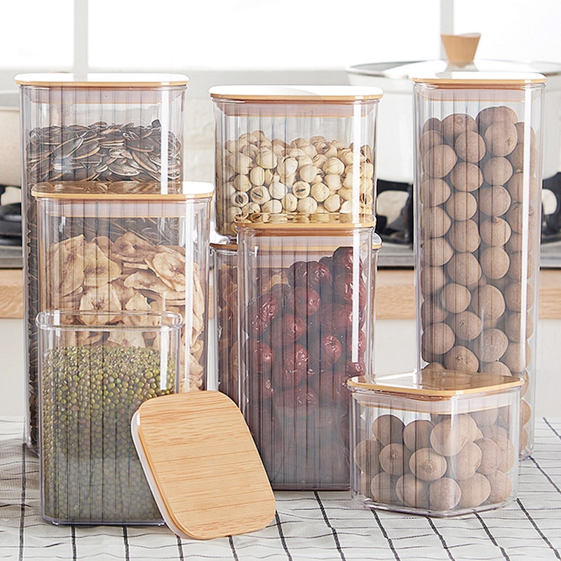Eco-friendly Square wholesale canning plastic food storage jars food grade For Sugar,Candy, Cookie