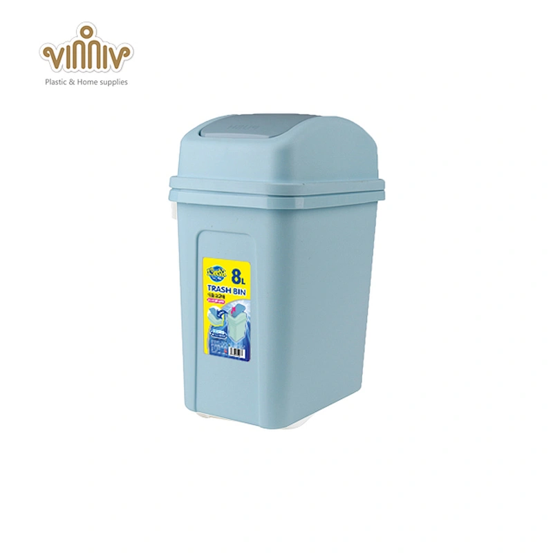 8L square swing cover plastic waste bin