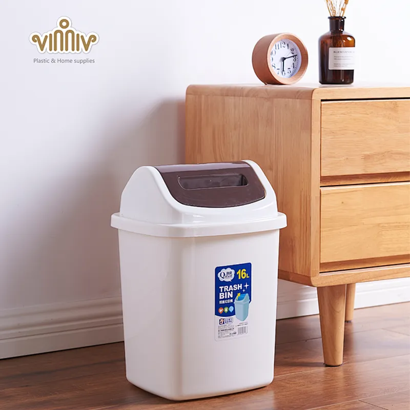 16L plastic square flip plastic waste bin