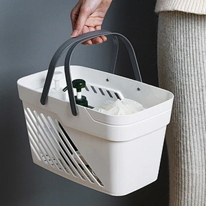small plastic pp bathroom storage hanging organizer basket pour femmes with handle
