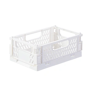 stackable collapsible plastic storage Mini basket desk organizer cosmetic Foldable container