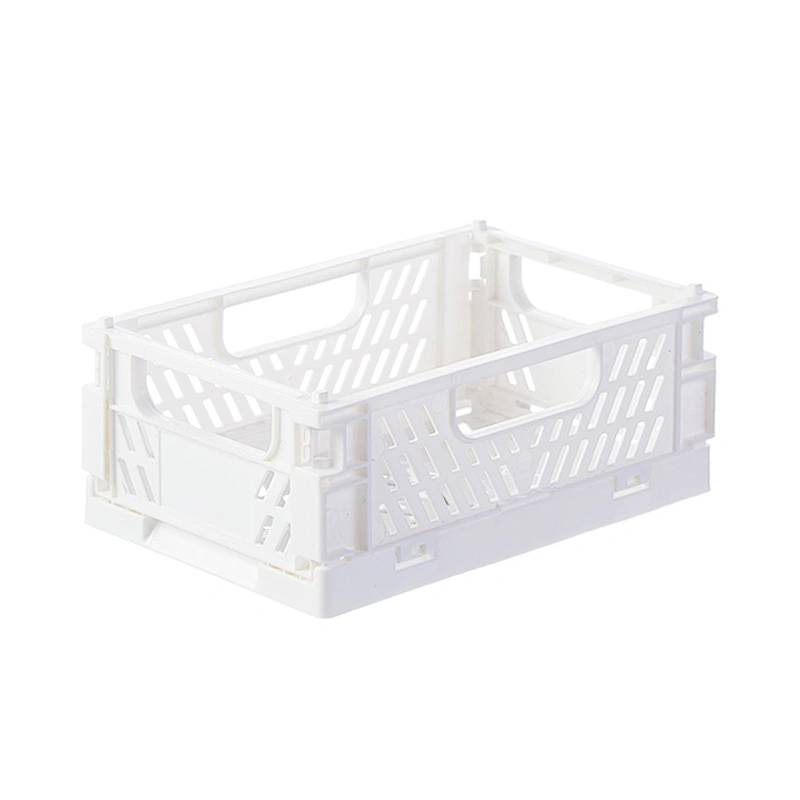 stackable collapsible plastic storage Mini basket desk organizer cosmetic Foldable container