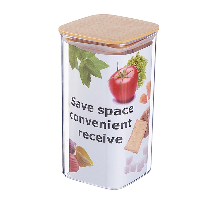 Plastic Easy bottles Lock kitchen sealed jars with lids square airless cookie candy storage transparent jar in bulk