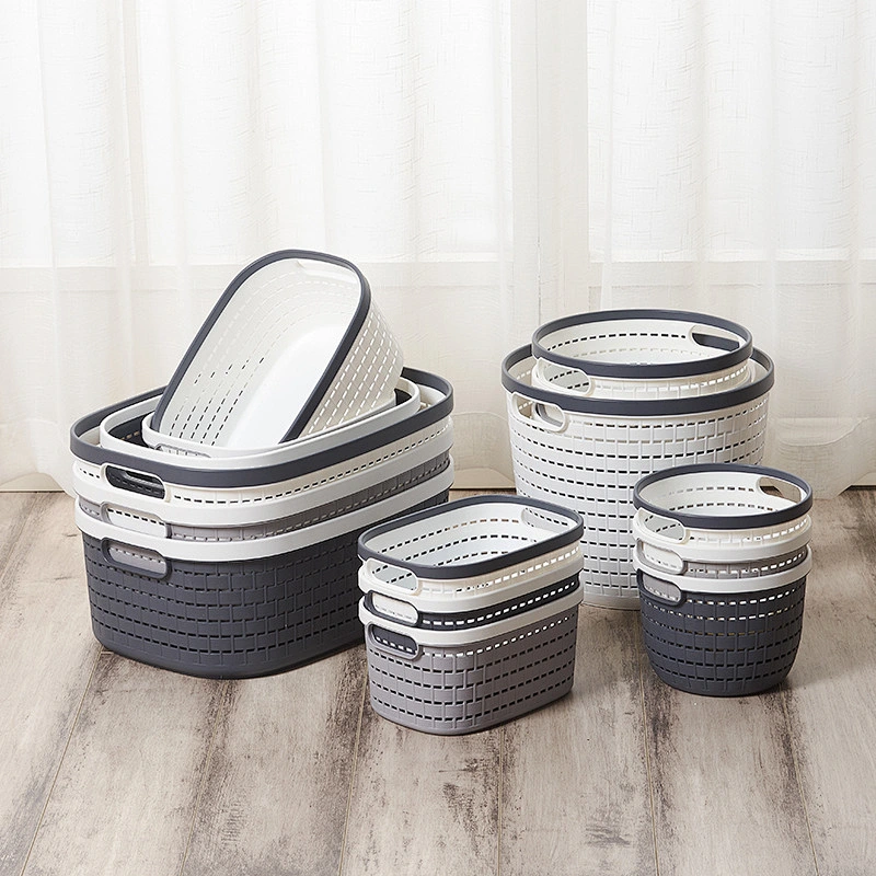 household items wholesale cheap bath cloth organizers storage bin basket plastic for storage with handle home