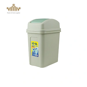 12L square flip lid plastic garbage bin