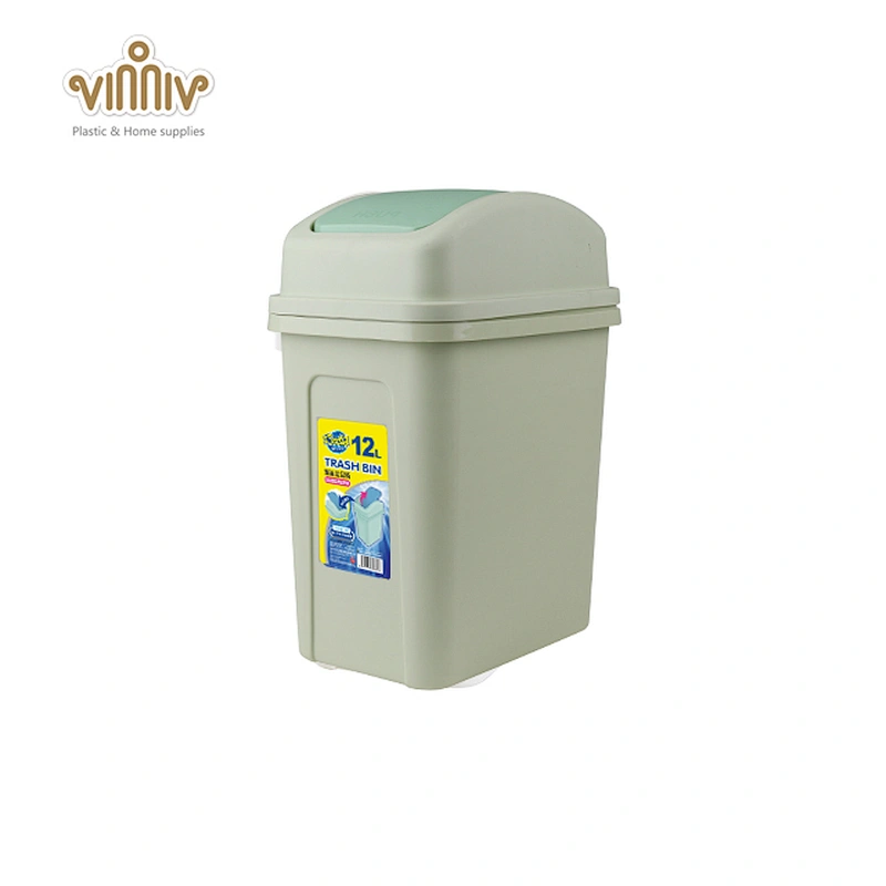 12L square flip lid plastic garbage bin