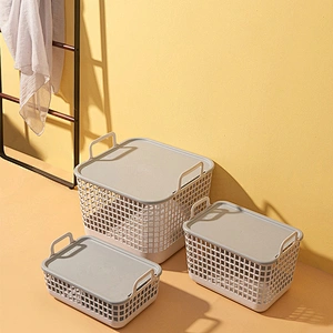 plastic laundry bathroom hanging baskets clothes storage box with lid handle