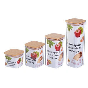 Plastic Easy bottles Lock kitchen sealed jars with lids square airless cookie candy storage transparent jar in bulk