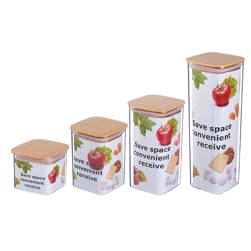 Plastic Easy bottles Lock kitchen sealed jars with lids square airless cookie candy storage transparent jar in bulk