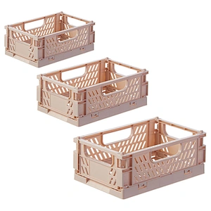 stackable collapsible plastic storage Mini basket desk organizer cosmetic Foldable container