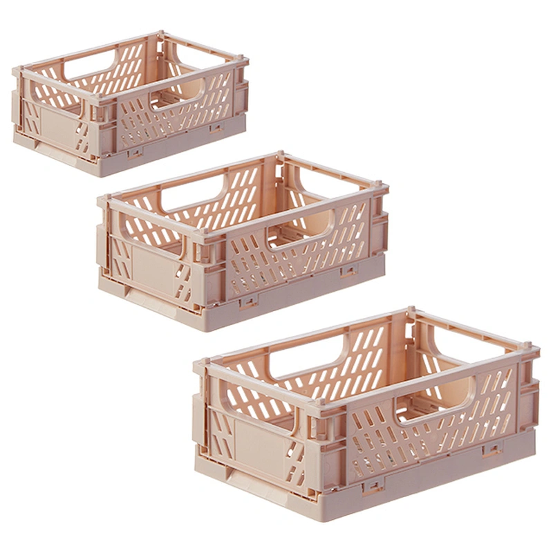 stackable collapsible plastic storage Mini basket desk organizer cosmetic Foldable container