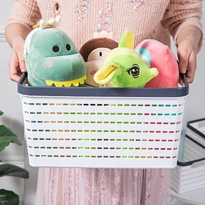 multipurpose home storage organization toy office organizer plastic stacking woven baskets with handle