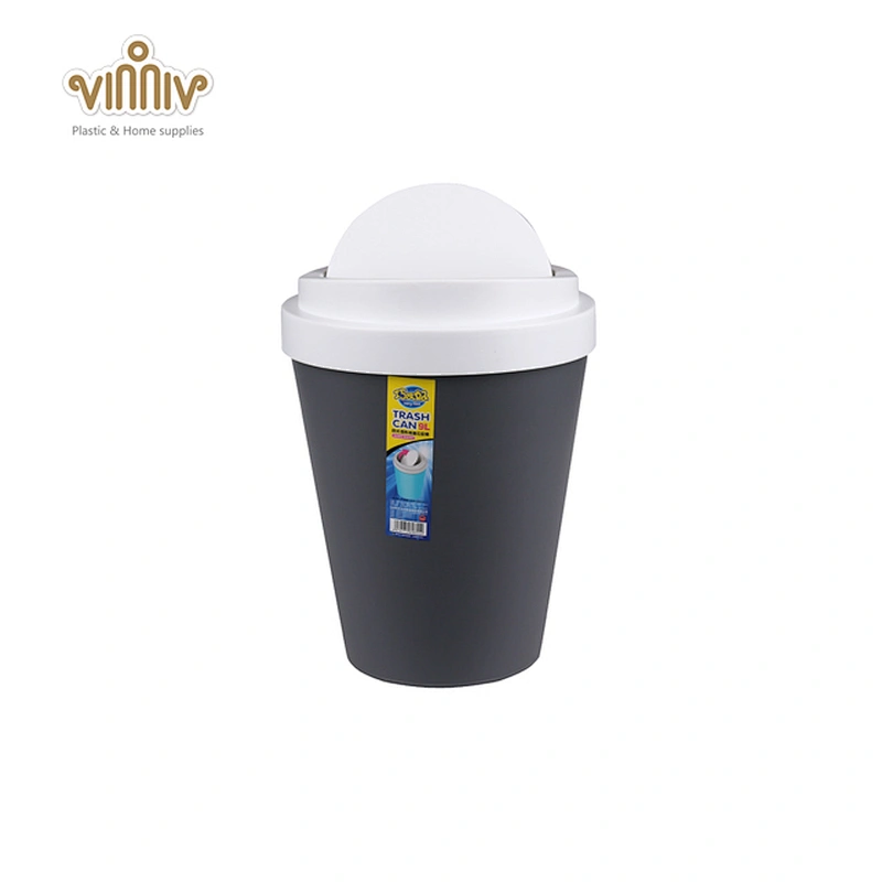 9L cup-shaped plastic trash can with flip lid