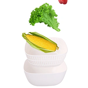 fruits vegetable food plastick vegetable double layer thick drain basket washing bowl set
