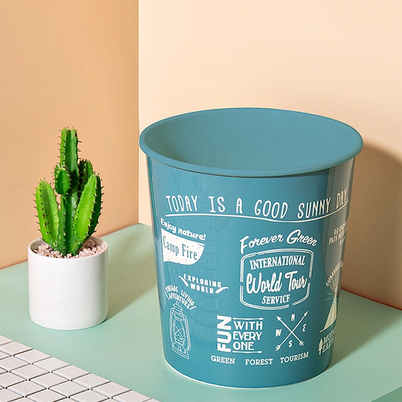 Round custom made small bathroom dust bin trash can plastic