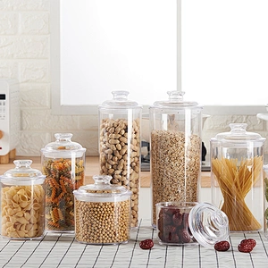 Sugar eco-friendly Round storage bottles & jars clear plastic airless transparent container jar 1000ml packaging